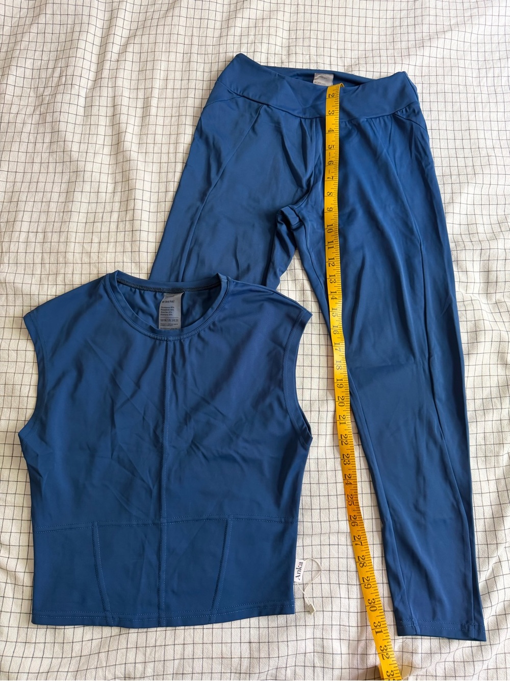 Blue Active Crop Top and High-Waist Leggings Set